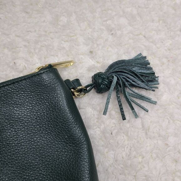 Talbots Forest‎ Green Pebbled Leather Zippered Wristlet - Picture 5 of 10